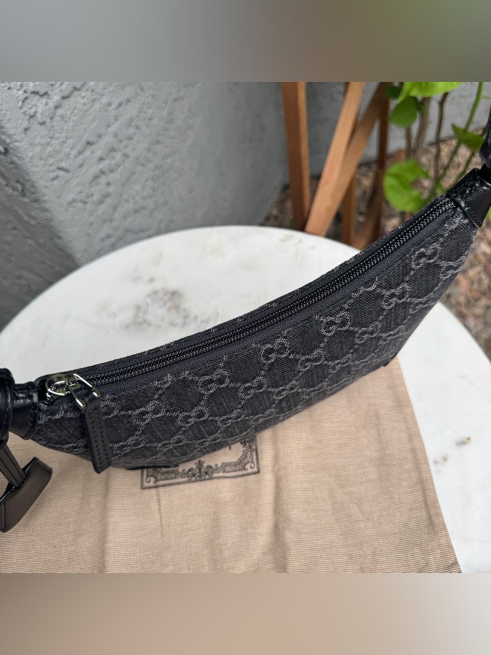 Gucci Horsebit Monogram Denim Slim Shoulder Bag - Picture 8 of 15